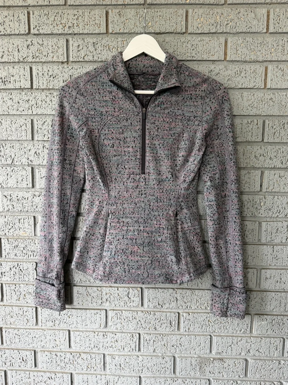 Lululemon Run Briskly 1/2 Zip Pullover Neon Tweed Size 2